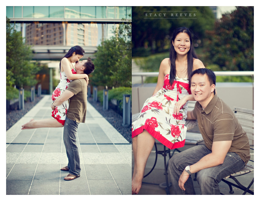 engagement photography session of Christina Yeh and John at the Marie Gabrielle in downtown Dallas by Dallas wedding photographer Stacy Reeves