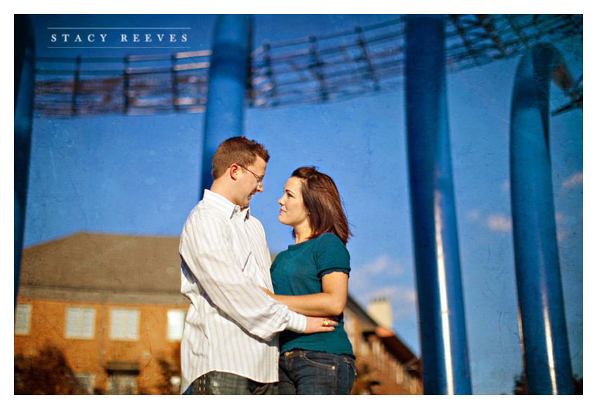 engagement photography session of Darby Ketterman and Mark Zahradnik at Addison Circle by Dallas wedding photographer Stacy Reeves