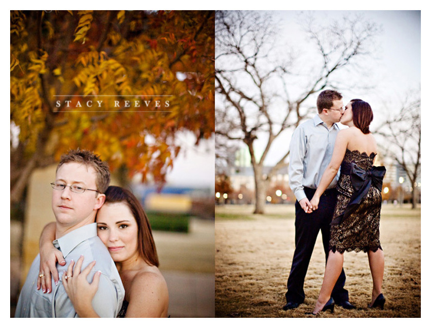 engagement photography session of Darby Ketterman and Mark Zahradnik at Addison Circle by Dallas wedding photographer Stacy Reeves