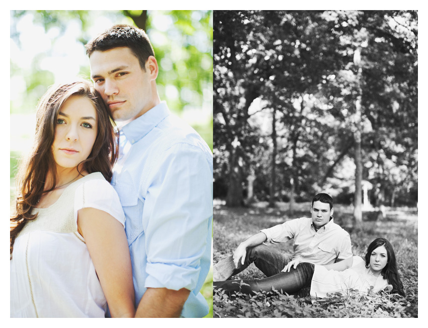 woodsy forest engagement photo session of Erin Mazur and Tyler Hufstettler by Dallas wedding photography Stacy Reeves