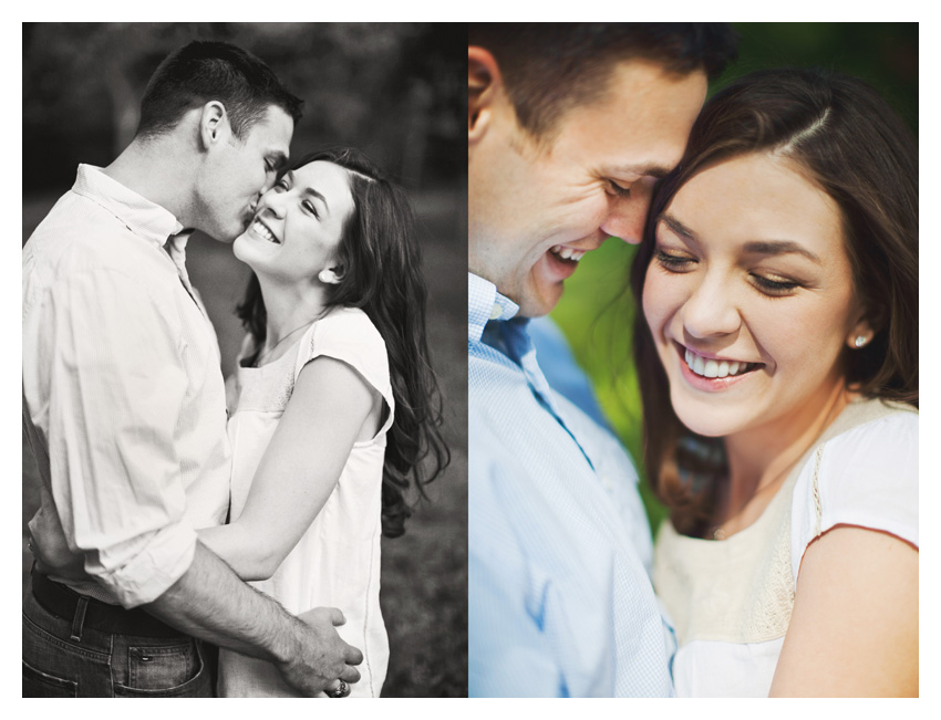 woodsy forest engagement photo session of Erin Mazur and Tyler Hufstettler by Dallas wedding photography Stacy Reeves