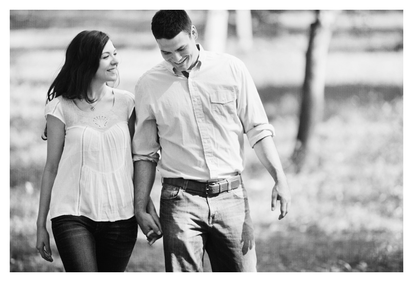 woodsy forest engagement photo session of Erin Mazur and Tyler Hufstettler by Dallas wedding photography Stacy Reeves