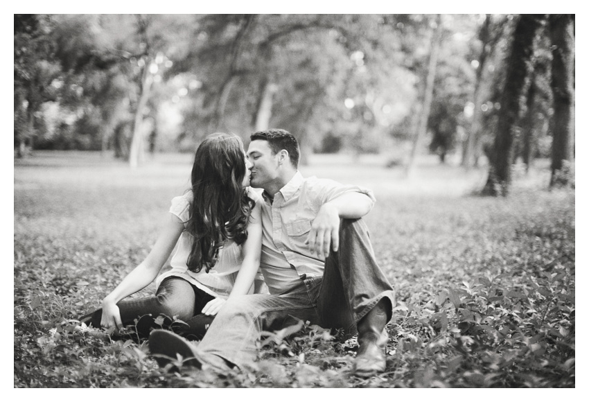 woodsy forest engagement photo session of Erin Mazur and Tyler Hufstettler by Dallas wedding photography Stacy Reeves