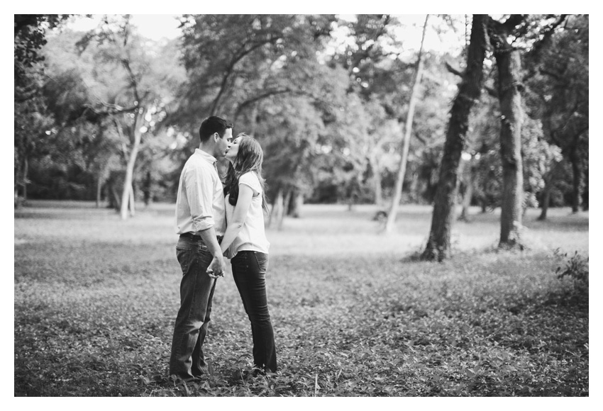 woodsy forest engagement photo session of Erin Mazur and Tyler Hufstettler by Dallas wedding photography Stacy Reeves