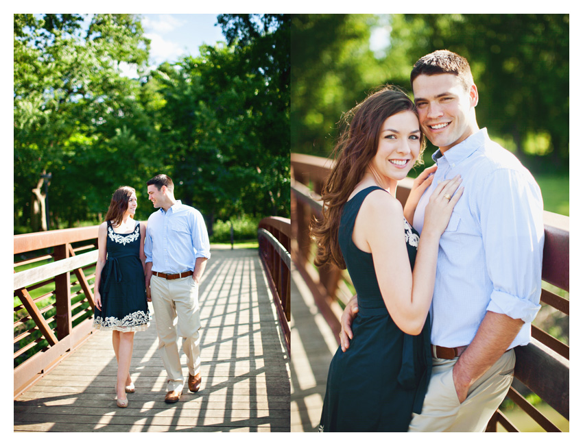 woodsy forest engagement photo session of Erin Mazur and Tyler Hufstettler by Dallas wedding photography Stacy Reeves