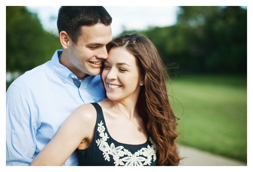 woodsy forest engagement photo session of Erin Mazur and Tyler Hufstettler by Dallas wedding photography Stacy Reeves