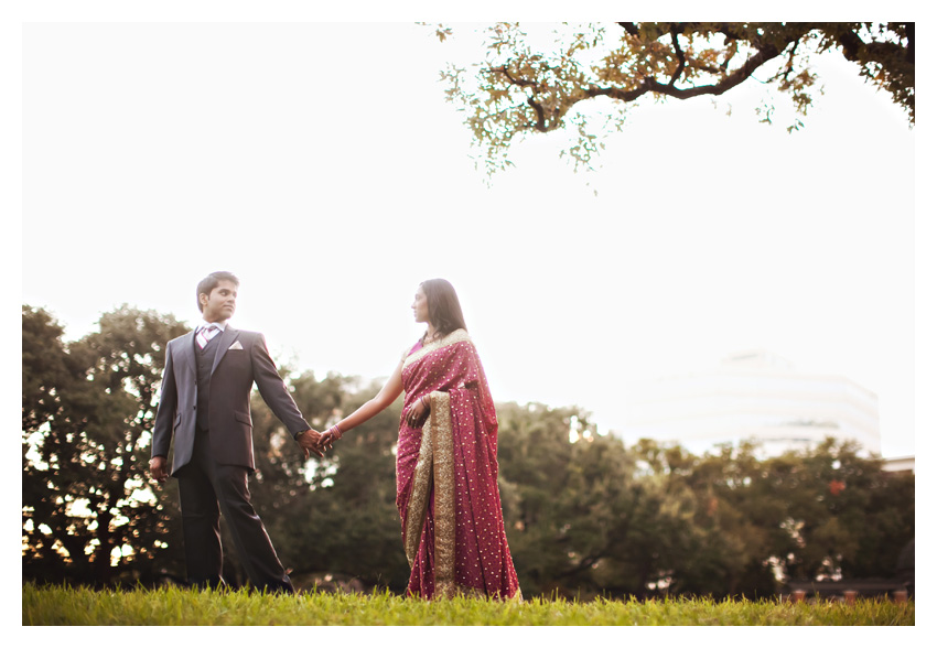 Engagement session photos of Jensy Jacob and Charles Abraham at Lee Park and Arlington Hall in Turtle Creek by Dallas wedding photographer Stacy Reeves