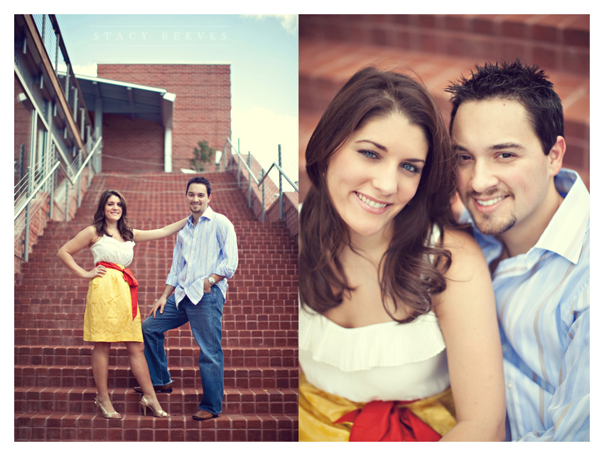 Engagement session of Jamie Riley and Garrett Roy at Discovery Green park in Houston by Dallas wedding photographer Stacy Reeves