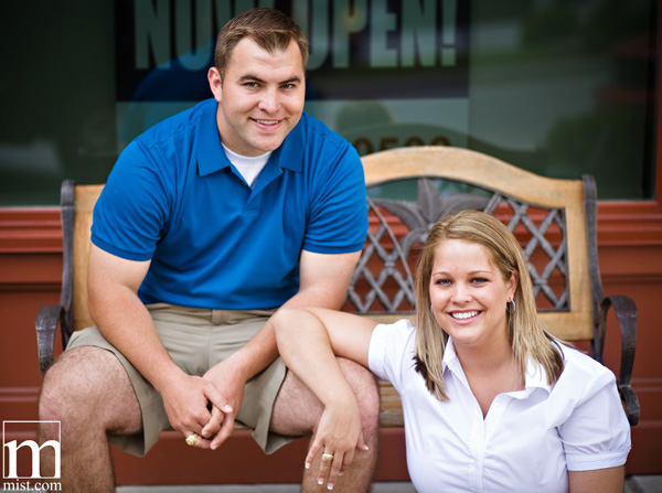 Engagement session of Julie Nienhiser and Jeff in downtown Frisco by Dallas wedding photographer Stacy Reeves