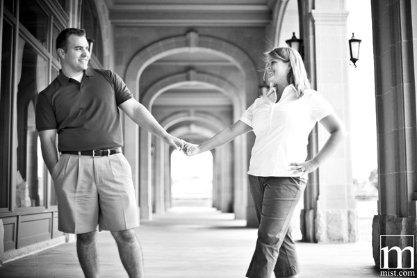 Engagement session of Julie Nienhiser and Jeff in downtown Frisco by Dallas wedding photographer Stacy Reeves
