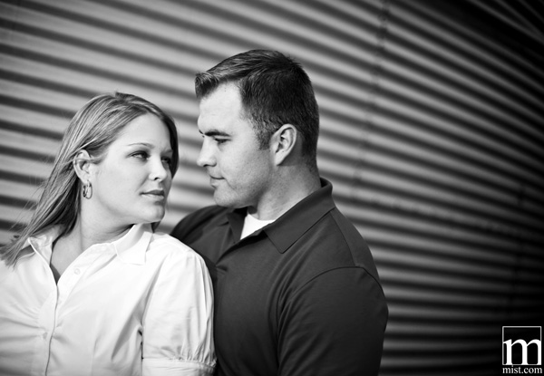 Engagement session of Julie Nienhiser and Jeff in downtown Frisco by Dallas wedding photographer Stacy Reeves