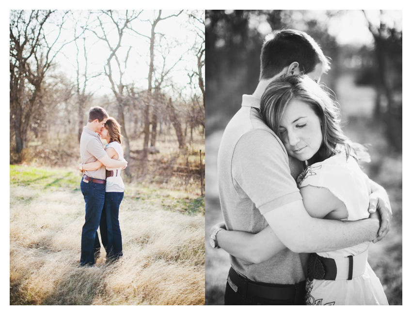 Rustic country equestrian engagement photo portrait session of Jessica Atkins and Rawley Farrell at Walking Tall horse ranch in Aubrey and Pilot Point Texas by Dallas wedding photographer Stacy Reeves