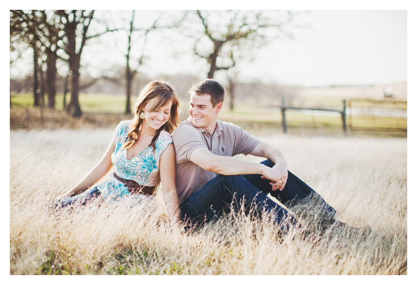 Rustic country equestrian engagement photo portrait session of Jessica Atkins and Rawley Farrell at Walking Tall horse ranch in Aubrey and Pilot Point Texas by Dallas wedding photographer Stacy Reeves