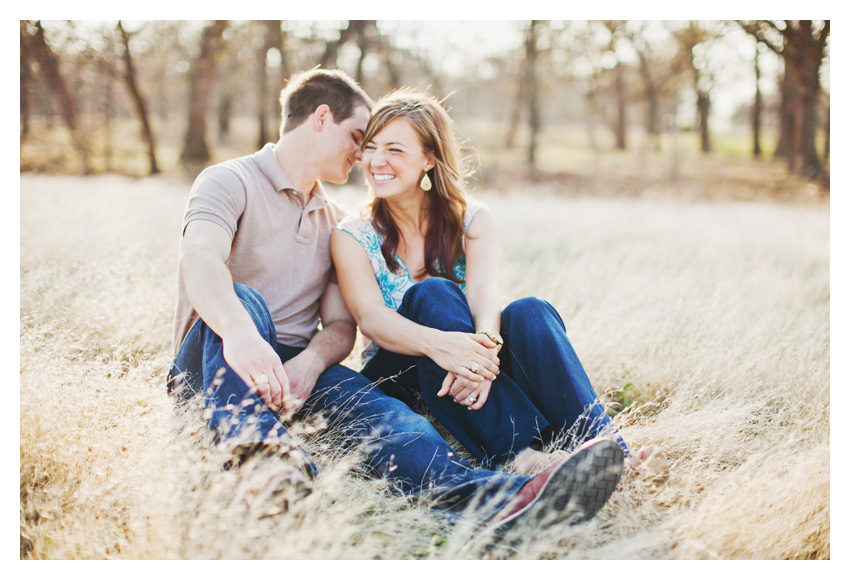 Rustic country equestrian engagement photo portrait session of Jessica Atkins and Rawley Farrell at Walking Tall horse ranch in Aubrey and Pilot Point Texas by Dallas wedding photographer Stacy Reeves