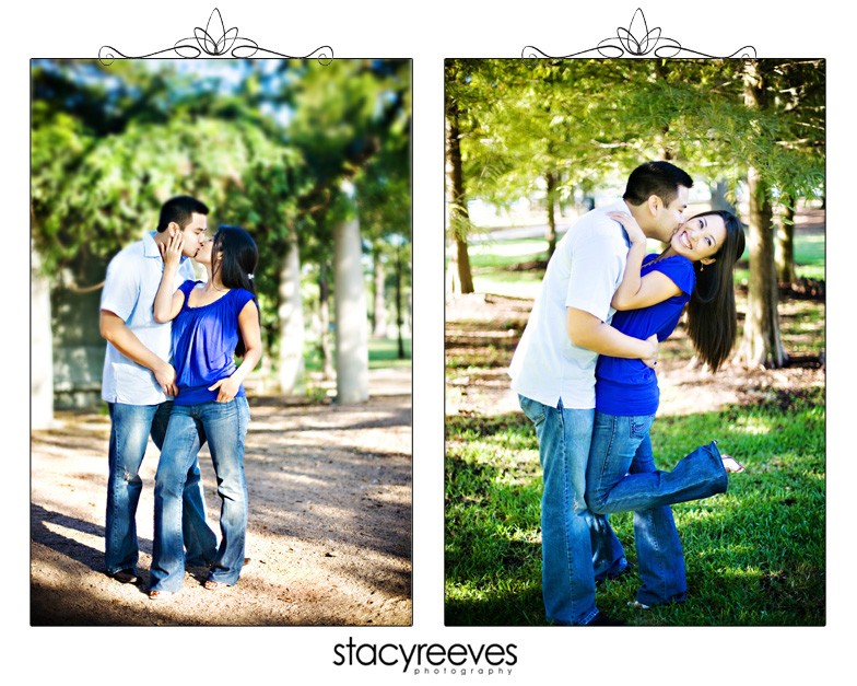 engagement session portraits of Jennifer Neri and Anthony TJ Bernardo at Hermann Park and Hotel Zaza in Houston Texas by Dallas wedding photographer Stacy Reeves