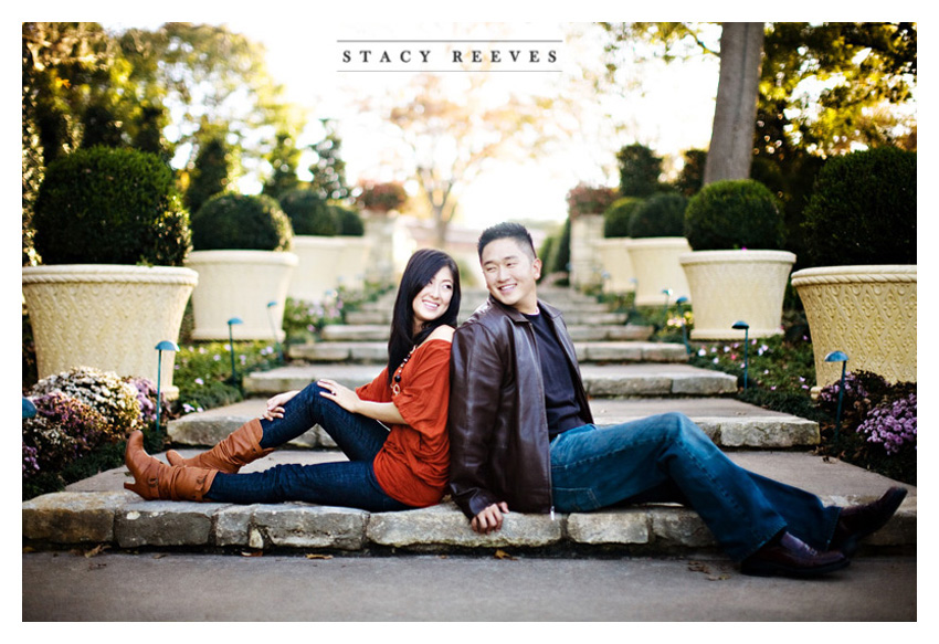 Engagement session of Lilly Lillian Kim and Brad Son at the Dallas Arboretum by Dallas wedding photographer Stacy Reeves