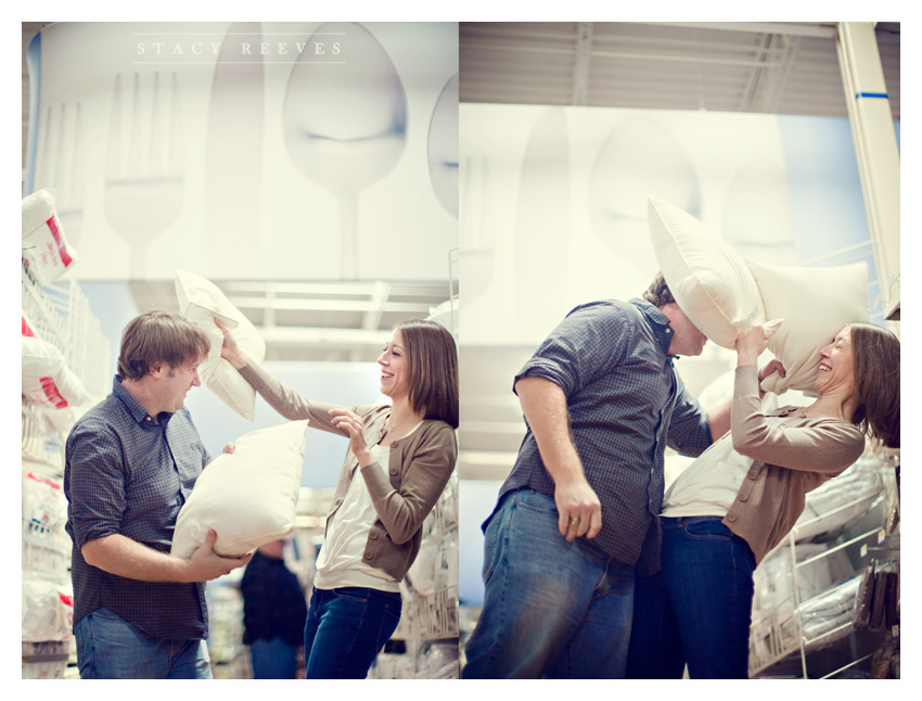 engagement session of Lisa Kirk and Grant Speer in Wal-Mart by Coppell wedding photographer Stacy Reeves