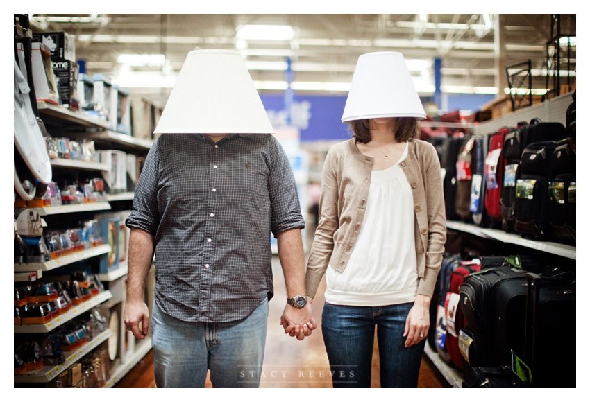 engagement session of Lisa Kirk and Grant Speer in Wal-Mart by Carrollton wedding photographer Stacy Reeves