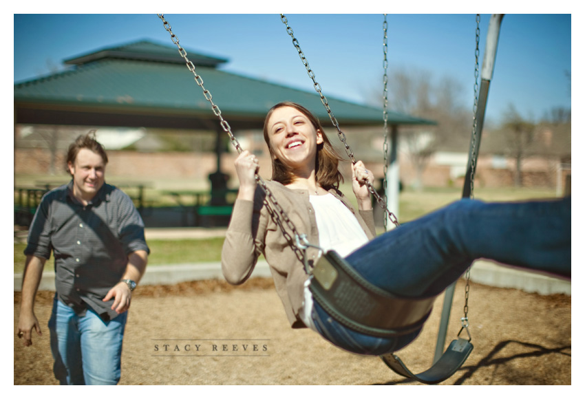 engagement session of Lisa Kirk and Grant Speer in Wal-Mart by Frisco wedding photographer Stacy Reeves