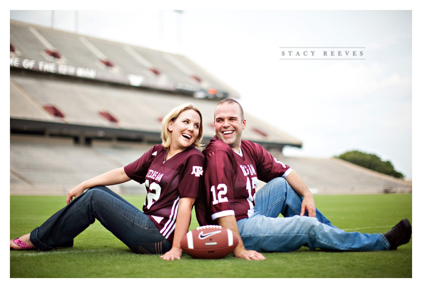 engagement photo session of Marcy Novak and Kyle Gilbert in Aggieland College Station on the Texas A&M University campus by Dallas Aggie wedding photographer Stacy Reeves