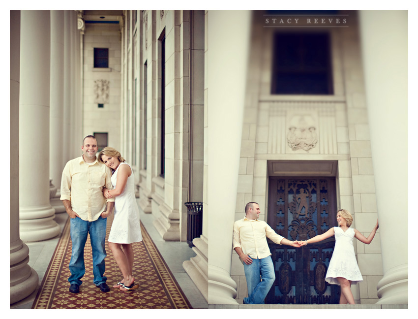 engagement photo session of Marcy Novak and Kyle Gilbert in Aggieland College Station on the Texas A&M University campus by Dallas Aggie wedding photographer Stacy Reeves