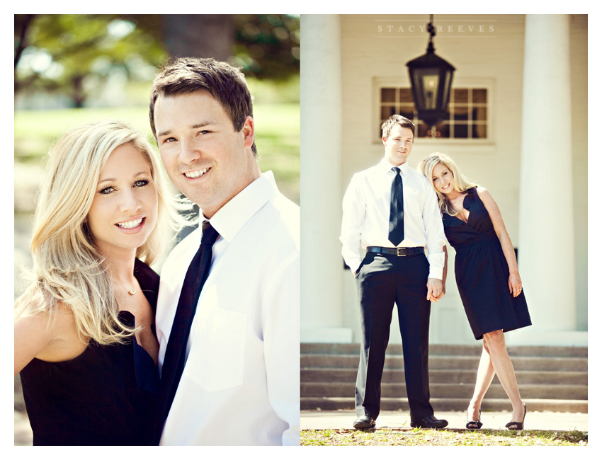 Engagement photo session of Pamela Pammie Tucker and Kyle at Arlington Hall and Lee Park in the Turtle Creek area of downtown Dallas by wedding photographer Stacy Reeves