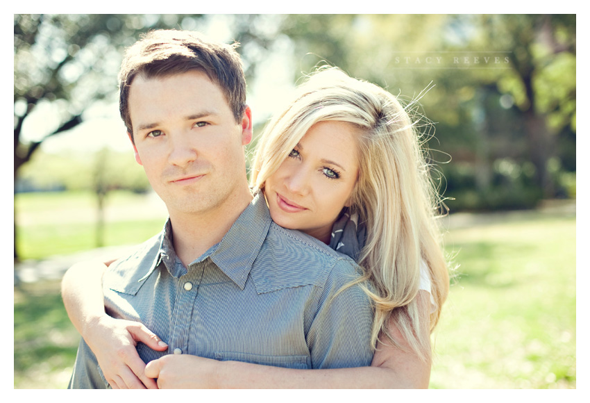 Engagement photo session of Pamela Pammie Tucker and Kyle at Arlington Hall and Lee Park in the Turtle Creek area of downtown Dallas by wedding photographer Stacy Reeves