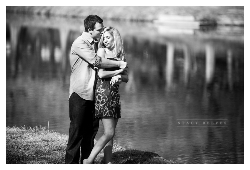 Engagement photo session of Pamela Pammie Tucker and Kyle at Arlington Hall and Lee Park in the Turtle Creek area of downtown Dallas by wedding photographer Stacy Reeves