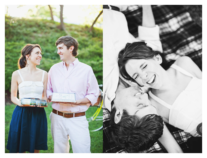 Picnic beach cruiser engagement session of Shannon Crain and Will in Highland Park Texas by Dallas wedding photographer Stacy Reeves