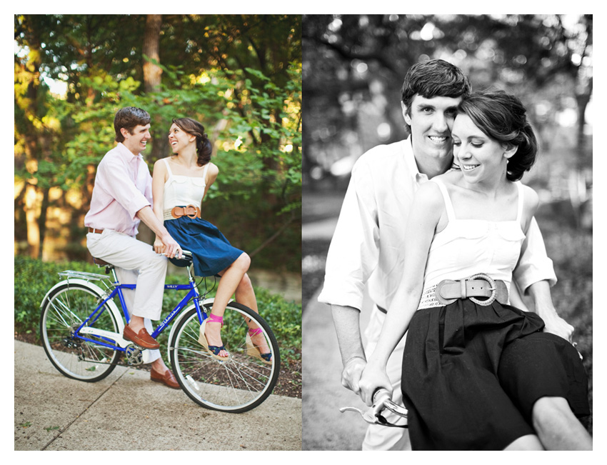 Picnic beach cruiser engagement session of Shannon Crain and Will in Highland Park Texas by Dallas wedding photographer Stacy Reeves