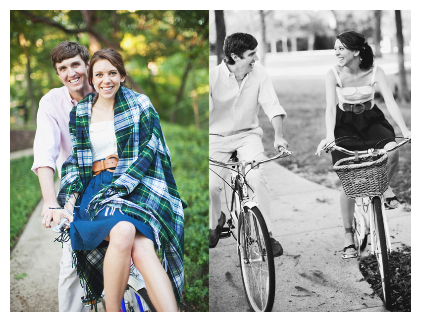 Picnic beach cruiser engagement session of Shannon Crain and Will in Highland Park Texas by Dallas wedding photographer Stacy Reeves