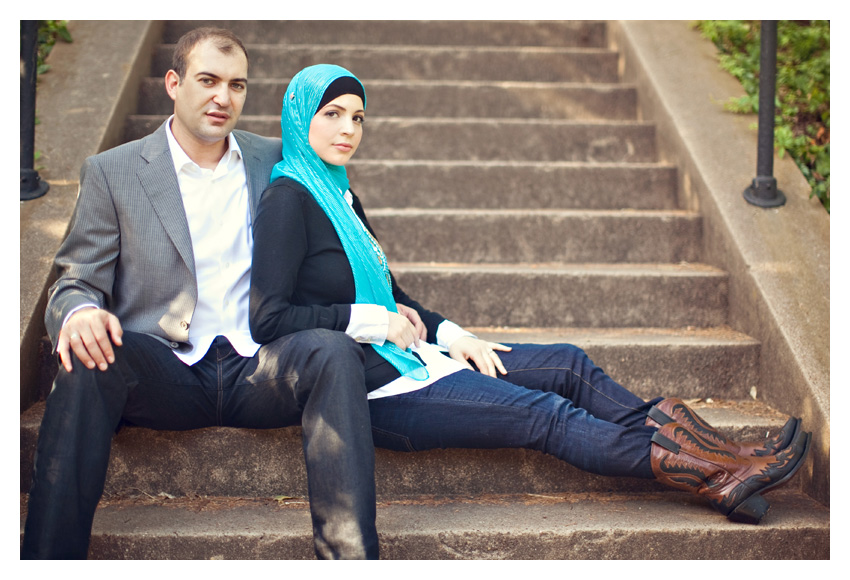 muslim islam engagement session of yasmin awad and ahmad zankar at David Jasper Park in Highland Park by Dallas wedding photographer Stacy Reeves