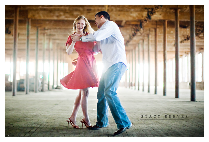 Engagement session of Leah Partridge and Bryan Bayliss at the Old McKinney Cotton Mill by Dallas wedding photographer Stacy Reeves