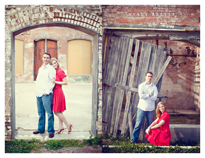 Engagement session of Leah Partridge and Bryan Bayliss at the Old McKinney Cotton Mill by Dallas wedding photographer Stacy Reeves