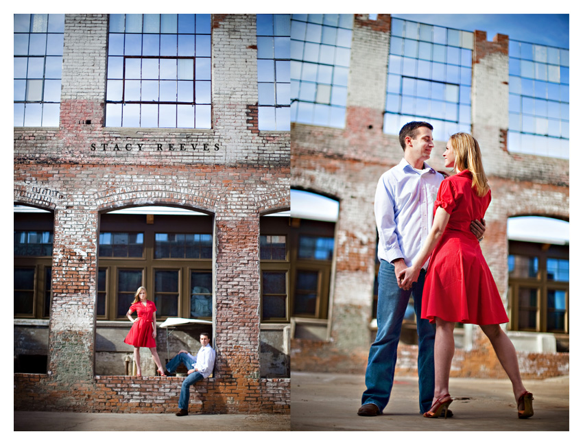 Engagement session of Leah Partridge and Bryan Bayliss at the Old McKinney Cotton Mill by Dallas wedding photographer Stacy Reeves