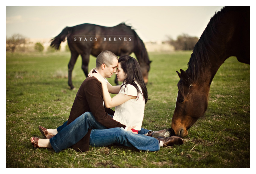 country engagement portrait session of Brittani Oliver and Corey Oliver by Dallas wedding Photographer Stacy Reeves