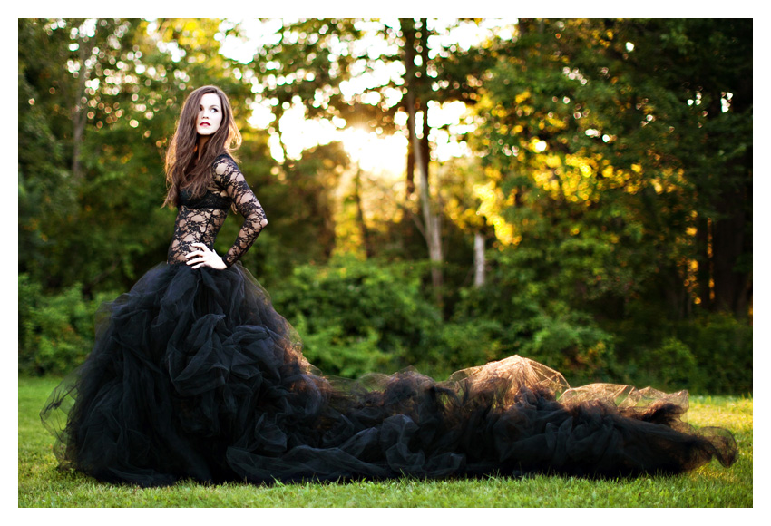 black haute couture wedding dress gown tulle tutu fashion photo portraits by Dallas wedding photographer Stacy Reeves