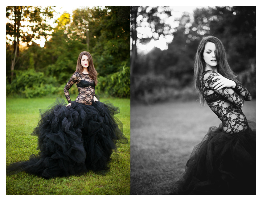 black haute couture wedding dress gown tulle tutu fashion photo portraits by Dallas wedding photographer Stacy Reeves