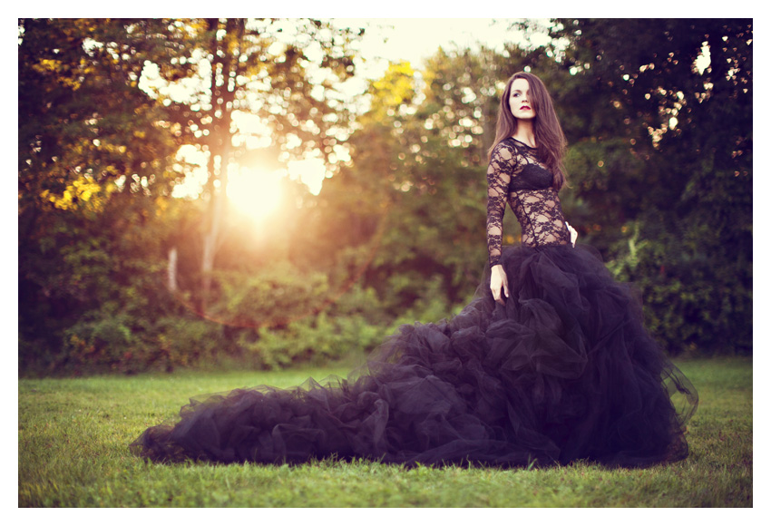 black haute couture wedding dress gown tulle tutu fashion photo portraits by Dallas wedding photographer Stacy Reeves