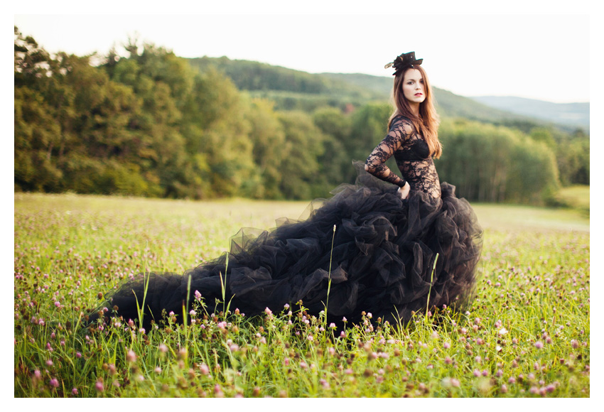 black haute couture wedding dress gown tulle tutu fashion photo portraits by Dallas wedding photographer Stacy Reeves