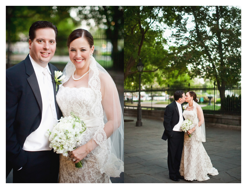 Wedding photos of Annie Gatewood and Chris Sullivan at Muriel's in the New Orleans French Quarter by Dallas wedding photographer Stacy Reeves