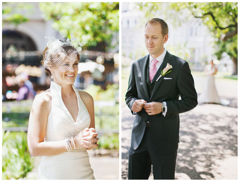 wedding photography of CheyAnne Bradfield and Doug Keese in Jackson Square, Maison Dupuy, and a reception at Bourbon Orleans by New Orleans wedding photographer Stacy Reeves