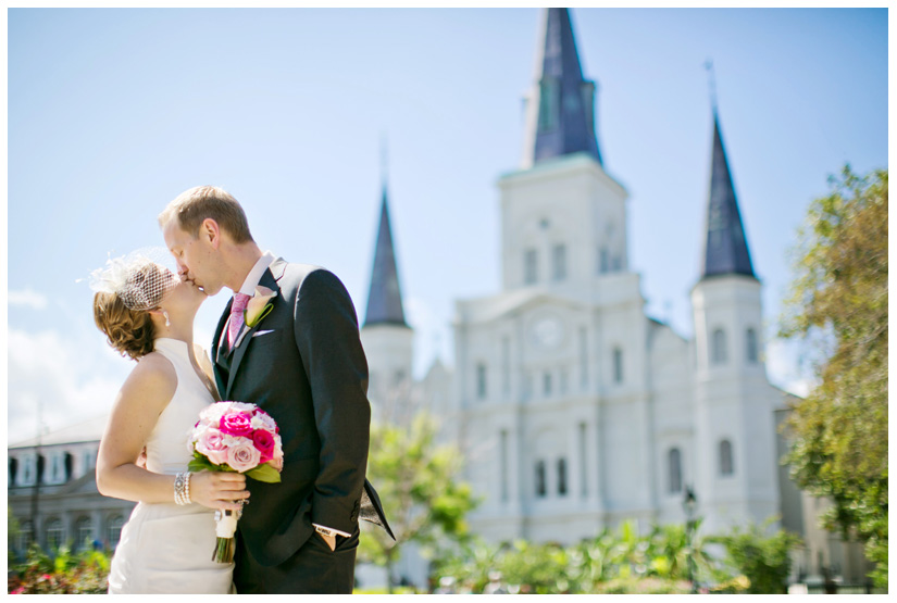 wedding photography of CheyAnne Bradfield and Doug Keese in Jackson Square, Maison Dupuy, and a reception at Bourbon Orleans by New Orleans wedding photographer Stacy Reeves