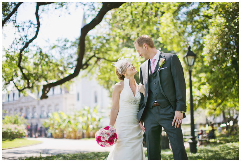 wedding photography of CheyAnne Bradfield and Doug Keese in Jackson Square, Maison Dupuy, and a reception at Bourbon Orleans by New Orleans wedding photographer Stacy Reeves