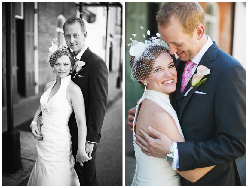 wedding photography of CheyAnne Bradfield and Doug Keese in Jackson Square, Maison Dupuy, and a reception at Bourbon Orleans by New Orleans wedding photographer Stacy Reeves