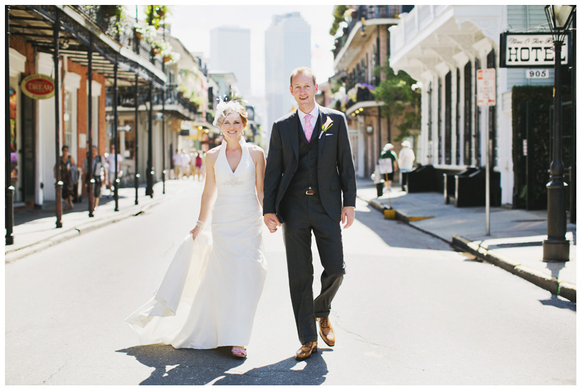 wedding photography of CheyAnne Bradfield and Doug Keese in Jackson Square, Maison Dupuy, and a reception at Bourbon Orleans by New Orleans wedding photographer Stacy Reeves