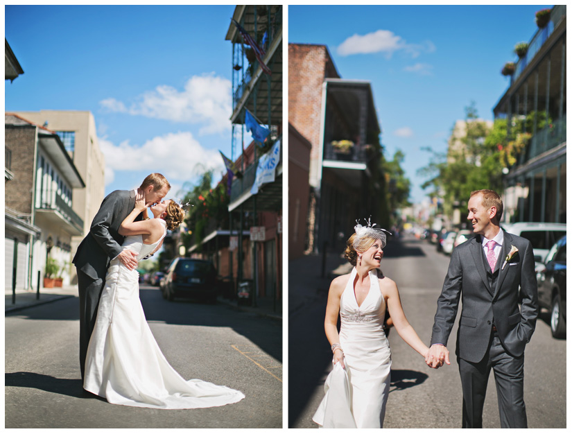 wedding photography of CheyAnne Bradfield and Doug Keese in Jackson Square, Maison Dupuy, and a reception at Bourbon Orleans by New Orleans wedding photographer Stacy Reeves