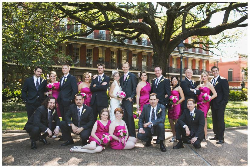 wedding photography of CheyAnne Bradfield and Doug Keese in Jackson Square, Maison Dupuy, and a reception at Bourbon Orleans by New Orleans wedding photographer Stacy Reeves