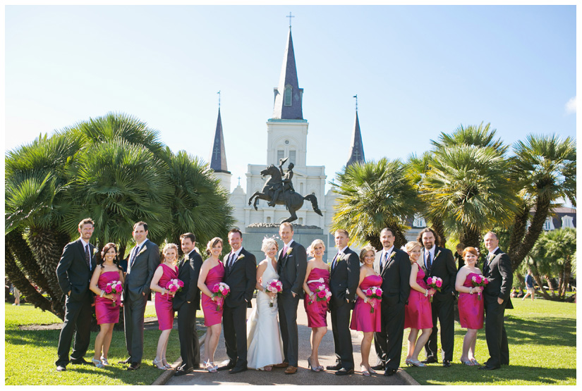 wedding photography of CheyAnne Bradfield and Doug Keese in Jackson Square, Maison Dupuy, and a reception at Bourbon Orleans by New Orleans wedding photographer Stacy Reeves