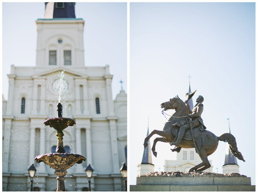 wedding photography of CheyAnne Bradfield and Doug Keese in Jackson Square, Maison Dupuy, and a reception at Bourbon Orleans by New Orleans wedding photographer Stacy Reeves